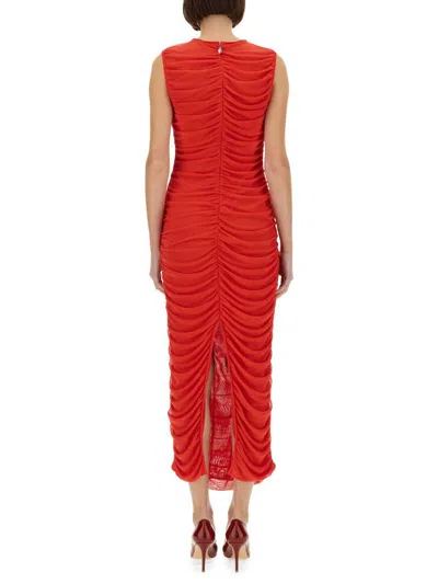 Rotate Birger Christensen Draped Long Dress Size 34 In Red