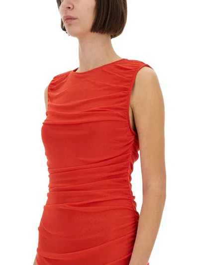 Rotate Birger Christensen Draped Long Dress Size 34 In Red