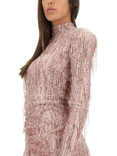 Shop Rotate Birger Christensen Mini Dress With Bangs In Pink