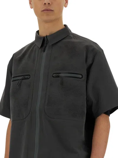 Shop Alpha Industries Laser Cut Short Sleeve Shirt In Grey