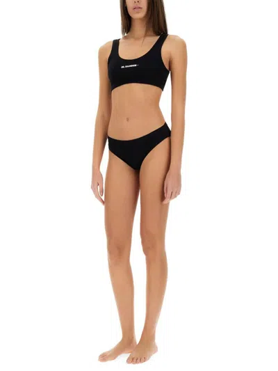 Jil Sander One-piece Black Bikini Top With Rounded Neckline In Black