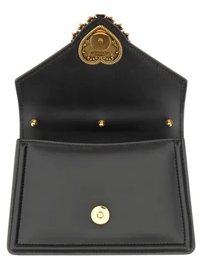 Dolce & Gabbana Small Devotion Molurus Python Skin Top Handle Bag In Black