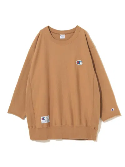 Undercover Tan Champion Edition Beaded Logo Appliqué Sweatshirt In Beige