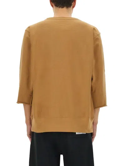 Undercover Tan Champion Edition Beaded Logo Appliqué Sweatshirt In Beige