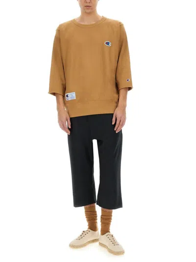 Undercover Tan Champion Edition Beaded Logo Appliqué Sweatshirt In Beige