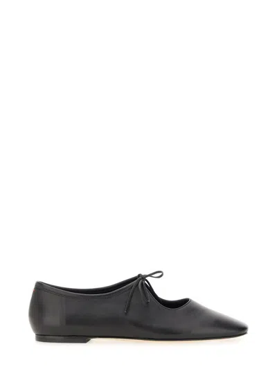Aeyde Pointed Toe Nappa Leather Flats In Black