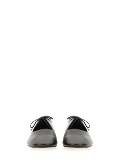 Aeyde Pointed Toe Nappa Leather Flats In Black