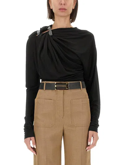 Victoria Beckham Draped Top In Black