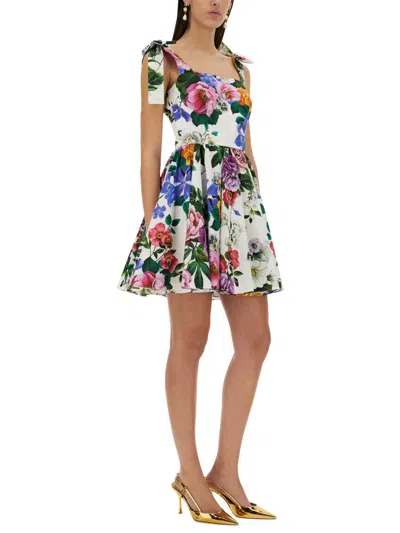 Dolce & Gabbana Floral-print Cotton-blend Poplin Mini Dress In Multicolour