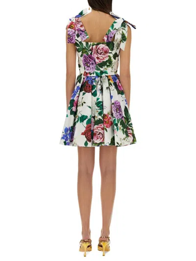 Dolce & Gabbana Floral-print Cotton-blend Poplin Mini Dress In Multicolour