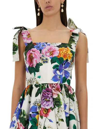 Dolce & Gabbana Floral-print Cotton-blend Poplin Mini Dress In Multicolour