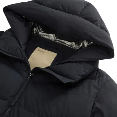 Woolrich Matt Stretch Long Puffer Parka In Black
