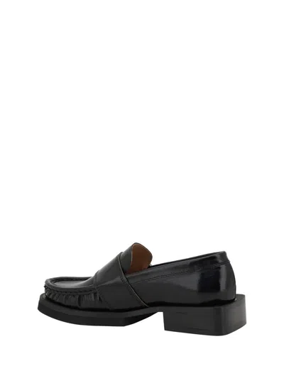 Ganni + Net Sustain Feminine Buckled Recycled Faux Patent-leather Loafers In Black