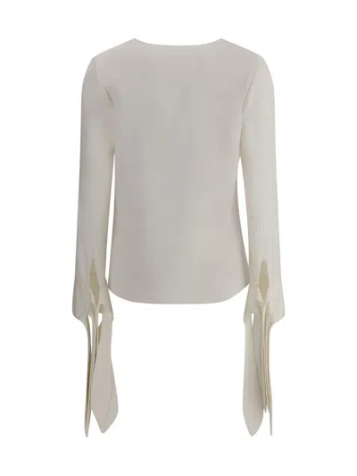 Givenchy Blouse With Bows In Poplin And 4g Embroidery In White
