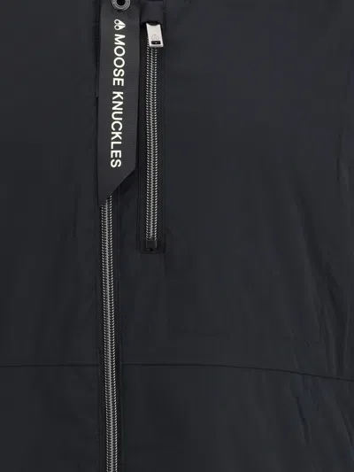 Moose Knuckles Black Reversible Jacket With Hood And Logo Patch On The Sleeve In Tech Fabric Man In Black