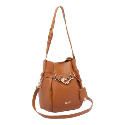 Liu •jo Bucket Bag With Buckle Detail And Top Handle In Brown