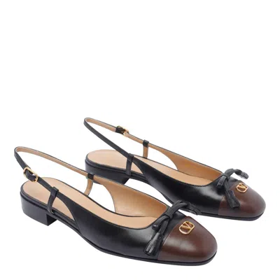 Valentino Valet Du Roi Leather Slingback Ballerina Flat In Black
