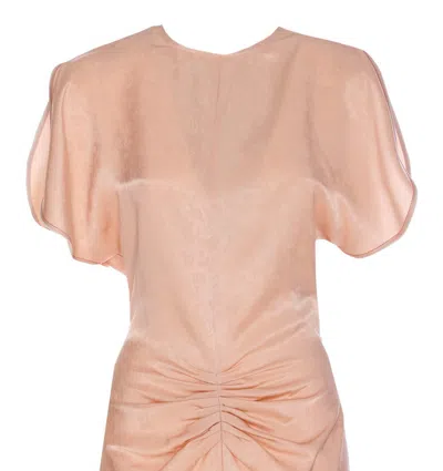 Victoria Beckham Light Pink Damask Dress With Gathering In Pink