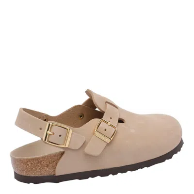 Birkenstock Nubuk Leather Tokio Clog Shoes In Beige