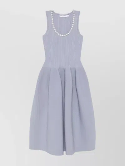 Self-portrait Diamante-trim Rib Knit Midi Dress In Blue