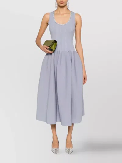 Self-portrait Diamante-trim Rib Knit Midi Dress In Blue