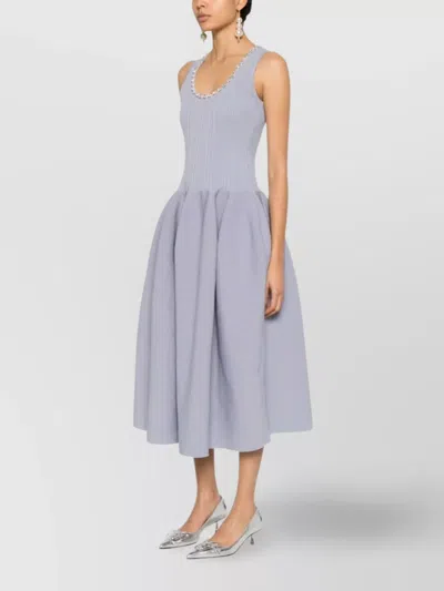 Self-portrait Diamante-trim Rib Knit Midi Dress In Blue