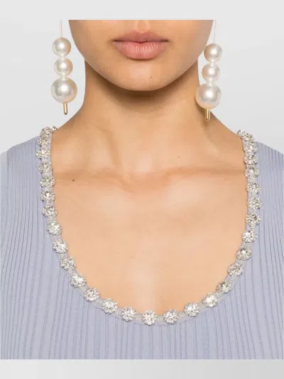 Self-portrait Diamante-trim Rib Knit Midi Dress In Blue