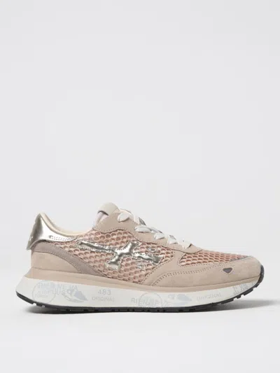 Premiata Low Top Sneakers With Mesh And Metallic In Blush Pink