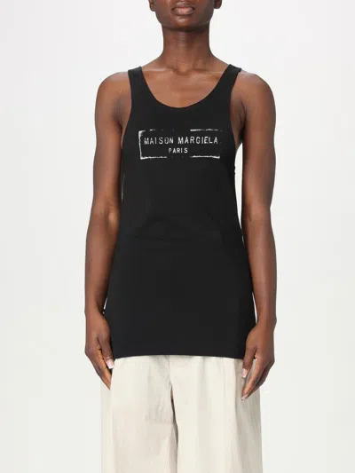 Maison Margiela Sleeveless Cotton Jersey Top In Black