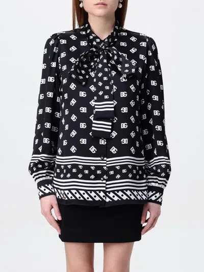 Dolce & Gabbana Silk Shirt With Bow Tie Detail In White