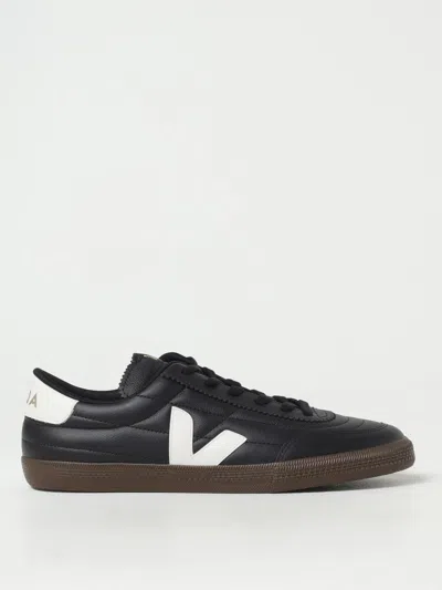 Veja Leather Sneakers In Black And White In Black