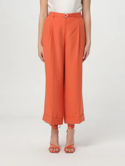 Liu •jo Liu Jo Linen Blend Bermuda Shorts With Waist Belt In Brick Red