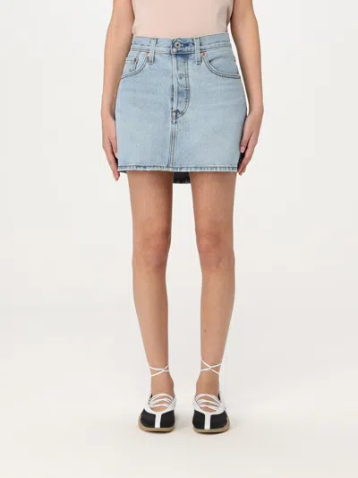 Levi's Icon Skirt Front And Center In Gnawed Blue