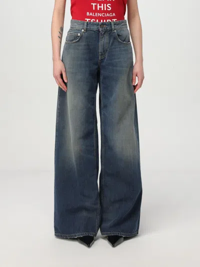 Balenciaga Women's Wide Leg Baggy Pant In Blue