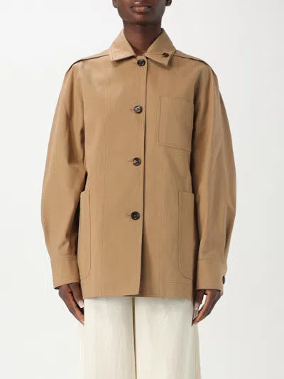 Max Mara Cotton Jacket With Buttoned Cuffs And Collar In Brown