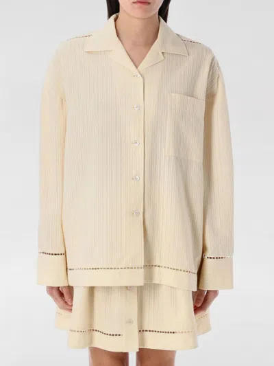 Golden Goose Texture Stripe Oversize Button-up Shirt In White