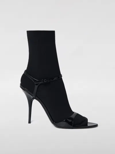 Balenciaga Avenue Sock Black Sandal In Patent Leather And Mesh