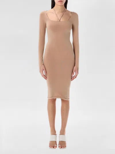 Andreädamo Andreâdamo Sculpting Jersey Midi Dress With Square Neckline In Nude