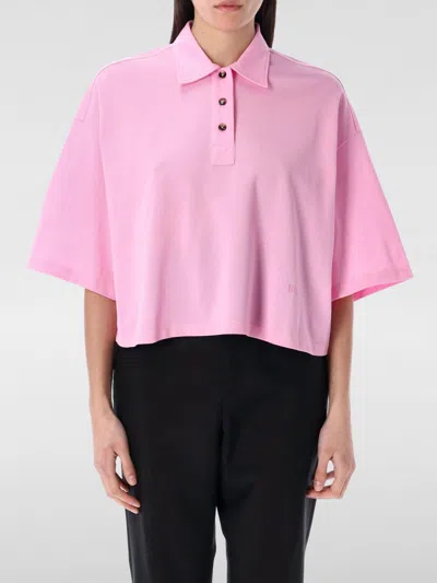 Bottega Veneta Short Sleeve Cropped Polo Shirt In Pink