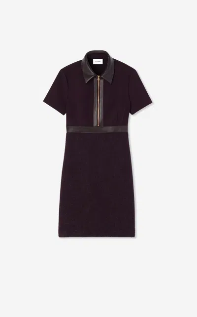 St John Terry Tweed And Leather Dress In Aube