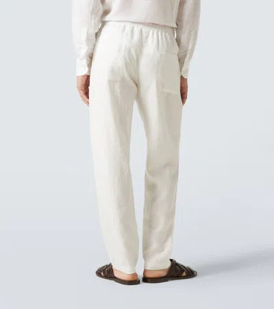 Thom Sweeney Linen Straight Pants In White