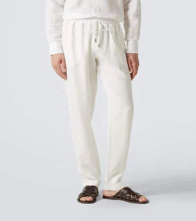 Thom Sweeney Linen Straight Pants In White