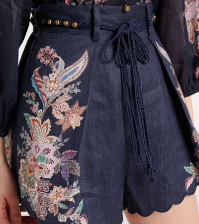 Zimmermann Rhiannon Tuck Shorts In Blue