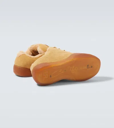 Erl 'vamp Skate' Brown Low Top Sneakers With Contrasting Sole In Beige