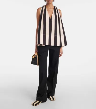 Jacquemus The Carré Striped Espadrilles In Beige/black