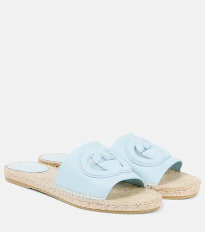 Gucci Gg Cutout Leather Espadrille Slides In Eden Lt Blue/ed.l.bl