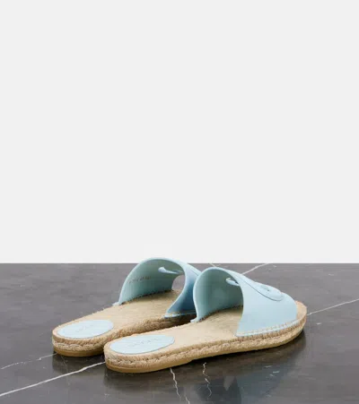 Gucci Gg Cutout Leather Espadrille Slides In Eden Lt Blue/ed.l.bl