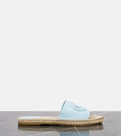 Gucci Gg Cutout Leather Espadrille Slides In Eden Lt Blue/ed.l.bl