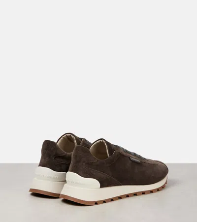 Brunello Cucinelli Suede Running Sneaker In Brown