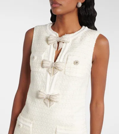 Self-portrait Dress Woman In Beige Acrylic In White